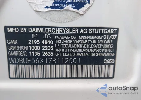 2007 Mercedes-Benz E 350 from USA, damaged, VIN WDBUF56X17B112501